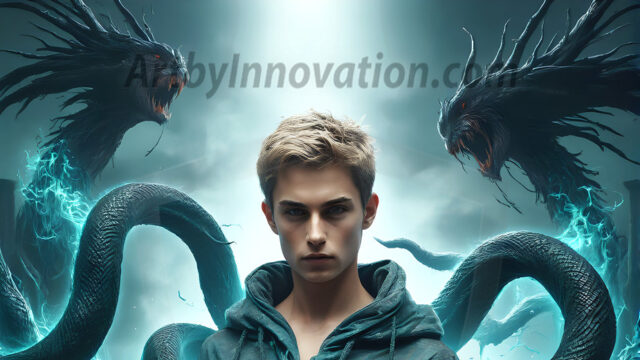 AI male art photos with a fantastical atmosphere. Imagine a Hogwarts School of Witchcraft student, from the Harry Potter series, a handsome, beautiful, and attractive, shirtless young teenage boy, standing firm against a threat. With a detailed Hogwarts castle background, casting a powerful spell, conjuring creatures based on their assigned house crest. From Demonic snakes, powerful lions, fierce badgers, or a murder of Crows. Dementors floating ominously in a cloudy sky, and sparks, shadows, and cinematic lighting, offering an otherworldly vibe.