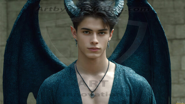 The Dragon Prince - A very attractive shirtless young male prince, with his dragon. The Dragon Prince - A very attractive shirtless young male prince, with a muscular body. Handsome, beautiful facial features, standing next to him a huge dragon, the dragon staring directly at camera, with his piercing eyes, his mouth slightly opened, degerming if we could be a threat.