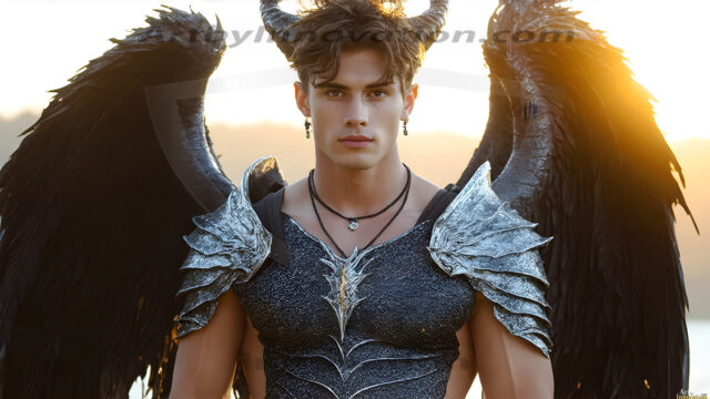 The Dragon Prince - A very attractive shirtless young male prince, with his dragon. The Dragon Prince - A very attractive shirtless young male prince, with a muscular body. Handsome, beautiful facial features, standing next to him a huge dragon, the dragon staring directly at camera, with his piercing eyes, his mouth slightly opened, degerming if we could be a threat.