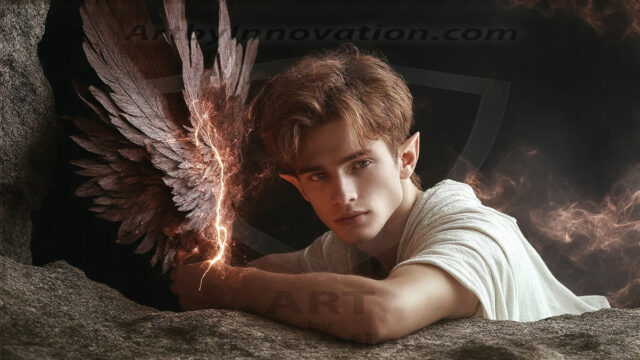 The Dragon Prince - A very attractive shirtless young male prince, with his dragon. The Dragon Prince - A very attractive shirtless young male prince, with a muscular body. Handsome, beautiful facial features, standing next to him a huge dragon, the dragon staring directly at camera, with his piercing eyes, his mouth slightly opened, degerming if we could be a threat.