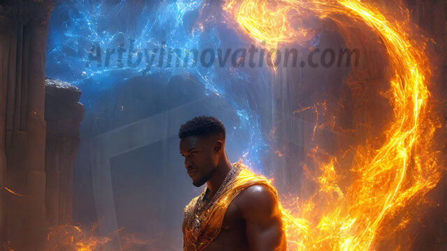 AI-generated abstract art featuring beautiful, handsome, sexy, shirtless, men, boys, lads. Fantasy, elemental mages typically have the ability to manipulate the basic elements, such as fire, water, earth, and air. This can extend to controlling sub-elements like ice, lightning, and sometimes even metal or wood.