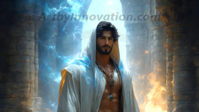 AI-generated abstract art featuring beautiful, handsome, sexy, shirtless, men, boys, lads. Fantasy, elemental mages typically have the ability to manipulate the basic elements, such as fire, water, earth, and air. This can extend to controlling sub-elements like ice, lightning, and sometimes even metal or wood.