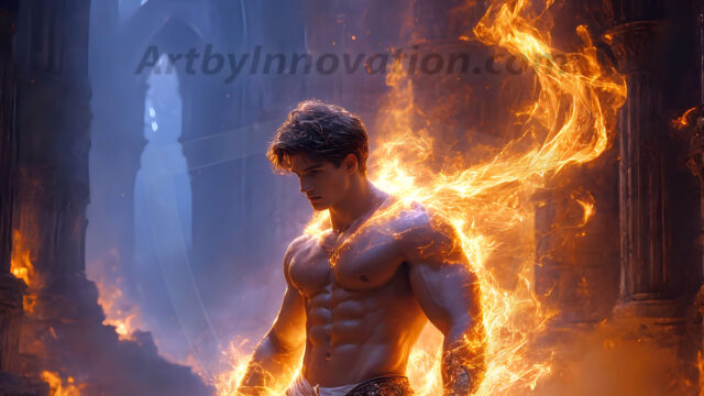 AI-generated abstract art featuring beautiful, handsome, sexy, shirtless, men, boys, lads. Fantasy, elemental mages typically have the ability to manipulate the basic elements, such as fire, water, earth, and air. This can extend to controlling sub-elements like ice, lightning, and sometimes even metal or wood.