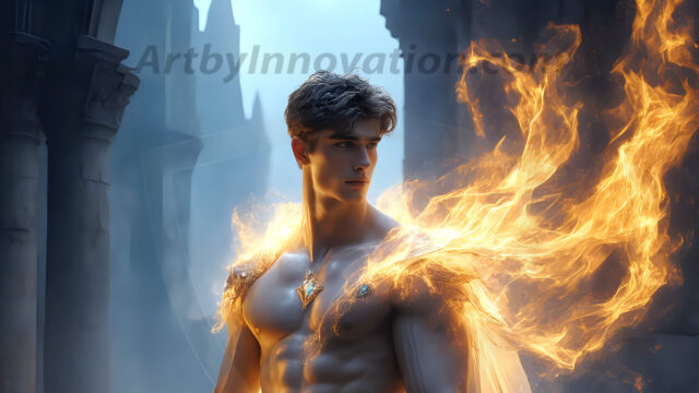 AI-generated abstract art featuring beautiful, handsome, sexy, shirtless, men, boys, lads. Fantasy, elemental mages typically have the ability to manipulate the basic elements, such as fire, water, earth, and air. This can extend to controlling sub-elements like ice, lightning, and sometimes even metal or wood.