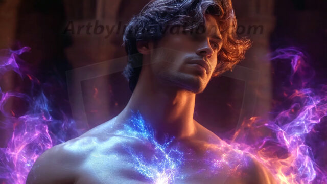 AI-generated abstract art featuring beautiful, handsome, sexy, shirtless, men, boys, lads. Fantasy, elemental mages typically have the ability to manipulate the basic elements, such as fire, water, earth, and air. This can extend to controlling sub-elements like ice, lightning, and sometimes even metal or wood.