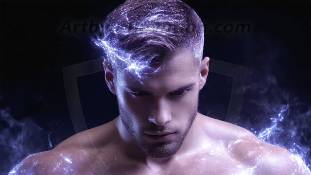 AI-generated abstract art featuring beautiful, handsome, sexy, shirtless, men, boys, lads. Fantasy, elemental mages typically have the ability to manipulate the basic elements, such as fire, water, earth, and air. This can extend to controlling sub-elements like ice, lightning, and sometimes even metal or wood.