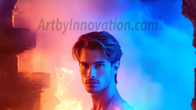 AI-generated abstract art featuring beautiful, handsome, sexy, shirtless, men, boys, lads. Fantasy, elemental mages typically have the ability to manipulate the basic elements, such as fire, water, earth, and air. This can extend to controlling sub-elements like ice, lightning, and sometimes even metal or wood.