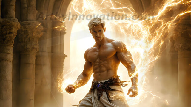 AI-generated abstract art featuring beautiful, handsome, sexy, shirtless, men, boys, lads. Fantasy, elemental mages typically have the ability to manipulate the basic elements, such as fire, water, earth, and air. This can extend to controlling sub-elements like ice, lightning, and sometimes even metal or wood.