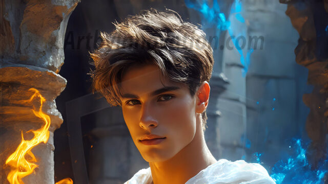 AI-generated abstract art featuring beautiful, handsome, sexy, shirtless, men, boys, lads. Fantasy, elemental mages typically have the ability to manipulate the basic elements, such as fire, water, earth, and air. This can extend to controlling sub-elements like ice, lightning, and sometimes even metal or wood.