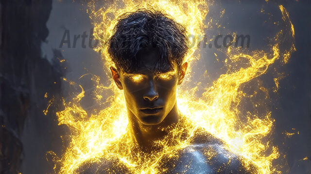 AI-generated abstract art featuring beautiful, handsome, sexy, shirtless, men, boys, lads. Fantasy, elemental mages typically have the ability to manipulate the basic elements, such as fire, water, earth, and air. This can extend to controlling sub-elements like ice, lightning, and sometimes even metal or wood.