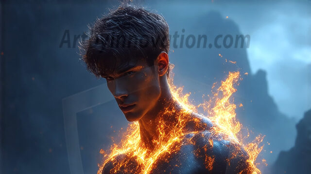 AI-generated abstract art featuring beautiful, handsome, sexy, shirtless, men, boys, lads. Fantasy, elemental mages typically have the ability to manipulate the basic elements, such as fire, water, earth, and air. This can extend to controlling sub-elements like ice, lightning, and sometimes even metal or wood.