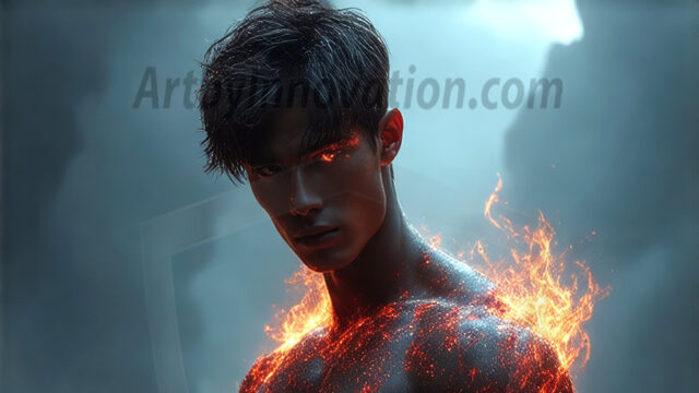 AI-generated abstract art featuring beautiful, handsome, sexy, shirtless, men, boys, lads. Fantasy, elemental mages typically have the ability to manipulate the basic elements, such as fire, water, earth, and air. This can extend to controlling sub-elements like ice, lightning, and sometimes even metal or wood.