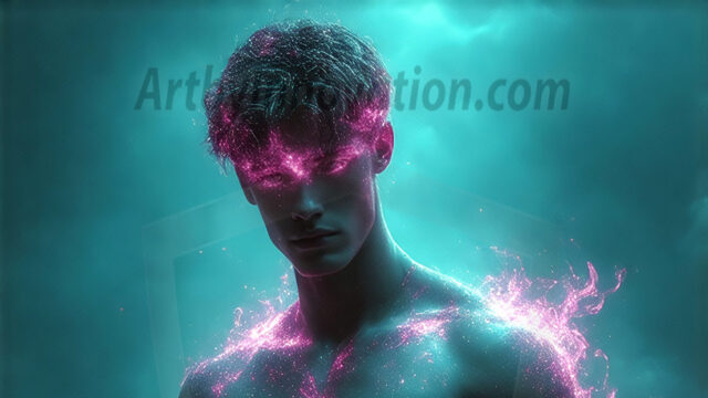 AI-generated abstract art featuring beautiful, handsome, sexy, shirtless, men, boys, lads. Fantasy, elemental mages typically have the ability to manipulate the basic elements, such as fire, water, earth, and air. This can extend to controlling sub-elements like ice, lightning, and sometimes even metal or wood.