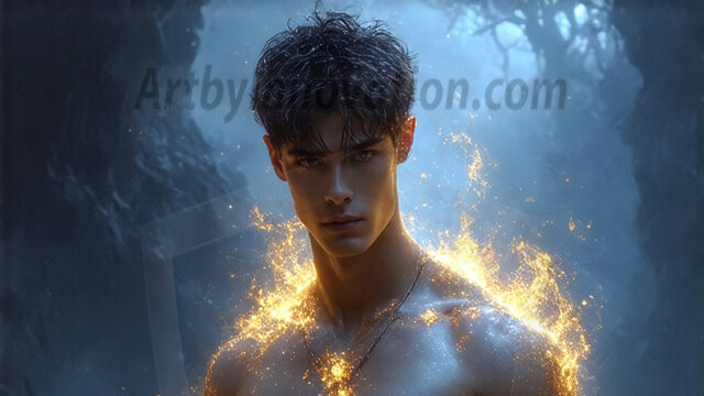 AI-generated abstract art featuring beautiful, handsome, sexy, shirtless, men, boys, lads. Fantasy, elemental mages typically have the ability to manipulate the basic elements, such as fire, water, earth, and air. This can extend to controlling sub-elements like ice, lightning, and sometimes even metal or wood.