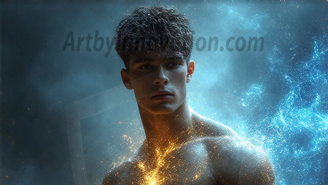 AI-generated abstract art featuring beautiful, handsome, sexy, shirtless, men, boys, lads. Fantasy, elemental mages typically have the ability to manipulate the basic elements, such as fire, water, earth, and air. This can extend to controlling sub-elements like ice, lightning, and sometimes even metal or wood.
