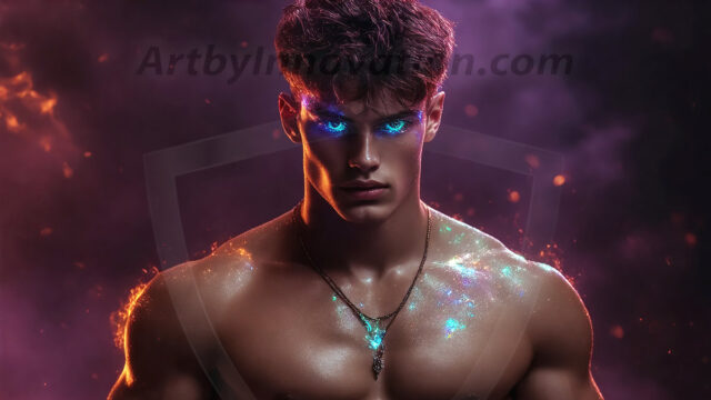 AI-generated abstract art featuring beautiful, handsome, sexy, shirtless, men, boys, lads. Fantasy, elemental mages typically have the ability to manipulate the basic elements, such as fire, water, earth, and air. This can extend to controlling sub-elements like ice, lightning, and sometimes even metal or wood.