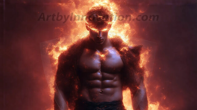AI-generated abstract art featuring beautiful, handsome, sexy, shirtless, men, boys, lads. Fantasy, elemental mages typically have the ability to manipulate the basic elements, such as fire, water, earth, and air. This can extend to controlling sub-elements like ice, lightning, and sometimes even metal or wood.