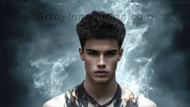 AI-generated abstract art featuring beautiful, handsome, sexy, shirtless, men, boys, lads. Fantasy, elemental mages typically have the ability to manipulate the basic elements, such as fire, water, earth, and air. This can extend to controlling sub-elements like ice, lightning, and sometimes even metal or wood.