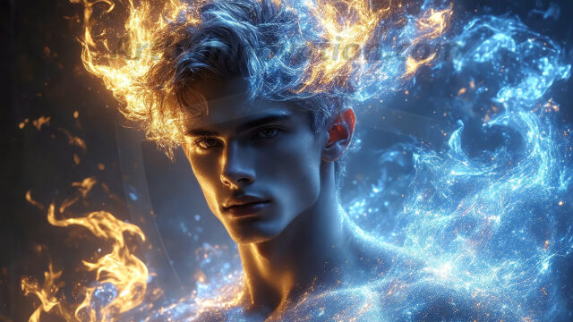 AI-generated abstract art featuring beautiful, handsome, sexy, shirtless, men, boys, lads. Fantasy, elemental mages typically have the ability to manipulate the basic elements, such as fire, water, earth, and air. This can extend to controlling sub-elements like ice, lightning, and sometimes even metal or wood.