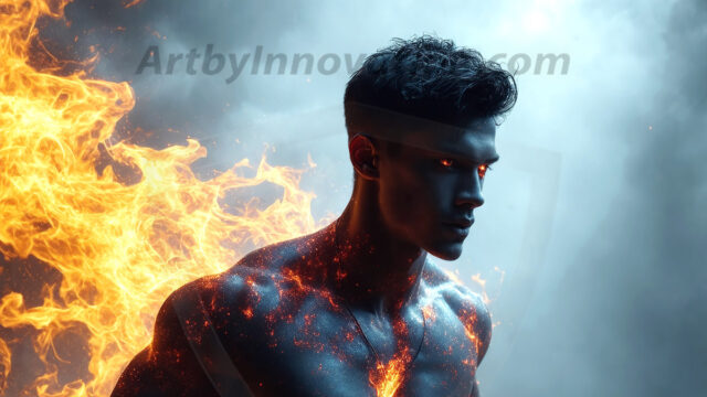 AI-generated abstract art featuring beautiful, handsome, sexy, shirtless, men, boys, lads. Fantasy, elemental mages typically have the ability to manipulate the basic elements, such as fire, water, earth, and air. This can extend to controlling sub-elements like ice, lightning, and sometimes even metal or wood.