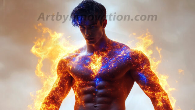 AI-generated abstract art featuring beautiful, handsome, sexy, shirtless, men, boys, lads. Fantasy, elemental mages typically have the ability to manipulate the basic elements, such as fire, water, earth, and air. This can extend to controlling sub-elements like ice, lightning, and sometimes even metal or wood.
