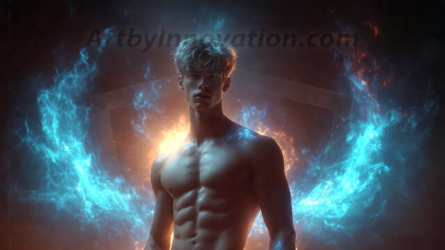 AI-generated abstract art featuring beautiful, handsome, sexy, shirtless, men, boys, lads. Fantasy, elemental mages typically have the ability to manipulate the basic elements, such as fire, water, earth, and air. This can extend to controlling sub-elements like ice, lightning, and sometimes even metal or wood.