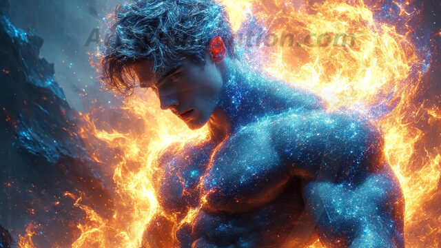 AI-generated abstract art featuring beautiful, handsome, sexy, shirtless, men, boys, lads. Fantasy, elemental mages typically have the ability to manipulate the basic elements, such as fire, water, earth, and air. This can extend to controlling sub-elements like ice, lightning, and sometimes even metal or wood.