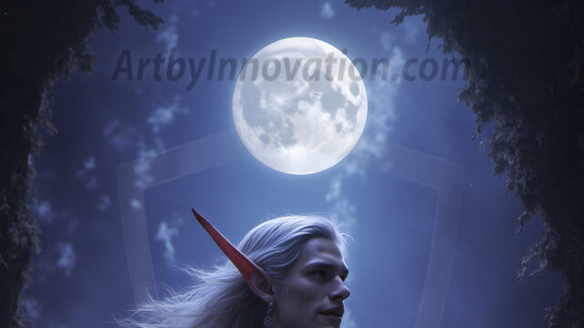 Handsome Male Elves, majestic young male elf standing in an elaborate elven background, in a dark ethereal realm. With pointed ears, wearing glamorous, luxurious, and fierce outfits is an Elven city, full of handsome, and sexy, shirtless elf men, that are adorned with shimmering, iridescent armor.