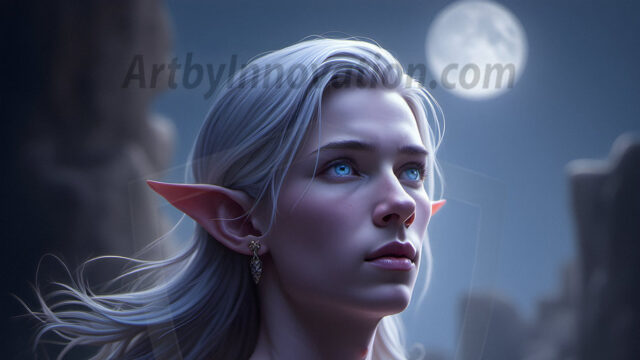 Handsome Male Elves, majestic young male elf standing in an elaborate elven background, in a dark ethereal realm. With pointed ears, wearing glamorous, luxurious, and fierce outfits is an Elven city, full of handsome, and sexy, shirtless elf men, that are adorned with shimmering, iridescent armor.