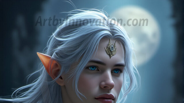 Handsome Male Elves, majestic young male elf standing in an elaborate elven background, in a dark ethereal realm. With pointed ears, wearing glamorous, luxurious, and fierce outfits is an Elven city, full of handsome, and sexy, shirtless elf men, that are adorned with shimmering, iridescent armor.