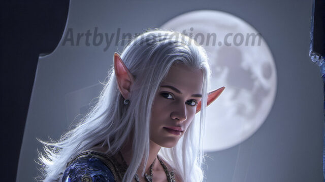 Handsome Male Elves, majestic young male elf standing in an elaborate elven background, in a dark ethereal realm. With pointed ears, wearing glamorous, luxurious, and fierce outfits is an Elven city, full of handsome, and sexy, shirtless elf men, that are adorned with shimmering, iridescent armor.