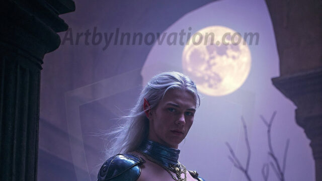 Handsome Male Elves, majestic young male elf standing in an elaborate elven background, in a dark ethereal realm. With pointed ears, wearing glamorous, luxurious, and fierce outfits is an Elven city, full of handsome, and sexy, shirtless elf men, that are adorned with shimmering, iridescent armor.