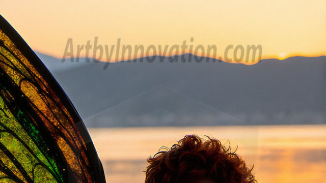 Brought to life through AI, Capturing the Pristine and Elusive Male Fairy. Imagine a realm where handsome shirtless men & boys possess enormous, shimmering crystal wings, vibrant and radiant, capturing and reflecting the light of the environment in a mesmerizing way, and adding a touch of mystery to their intense visage. Outdoors in a fantasy mysterious enchanted realm.