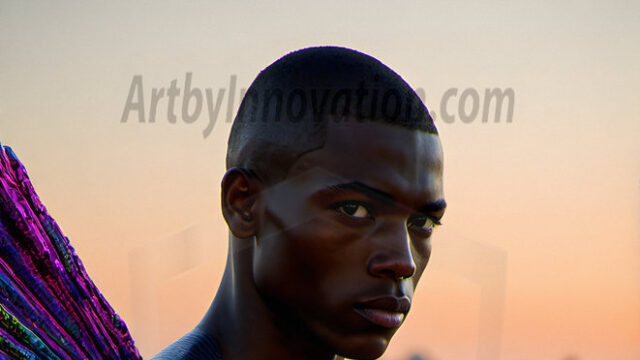 Brought to life through AI, Capturing the Pristine and Elusive Male Fairy. Imagine a realm where handsome shirtless men & boys possess enormous, shimmering crystal wings, vibrant and radiant, capturing and reflecting the light of the environment in a mesmerizing way, and adding a touch of mystery to their intense visage. Outdoors in a fantasy mysterious enchanted realm.