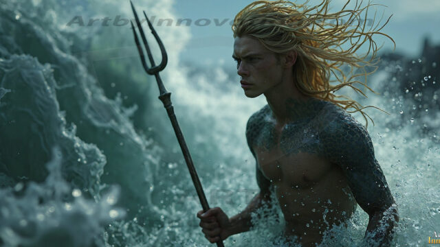 AI-generated HD photos featuring Mermen, The Warriors of the Sea. A collection of over 1,000 AI generated photo images of Mermen Warriors. Shirtless men from all age groups, with slim builds to hot and sexy, muscular body types, and from teenaged boys, to young men, to the handsome Elders. Merman warriors rising from a whirlpool, with a trident in hand, set against a stormy backdrop with dramatic lighting. Vibrant coral reefs, with detailed underwater scenes, highly realistic, with obsidian scales, that shimmer in the sunlight.