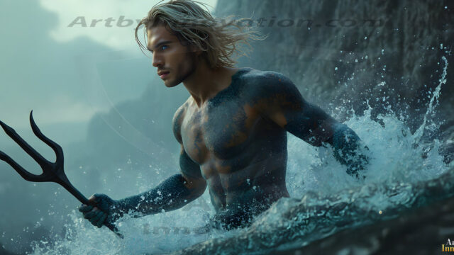 AI-generated HD photos featuring Mermen, The Warriors of the Sea. A collection of over 1,000 AI generated photo images of Mermen Warriors. Shirtless men from all age groups, with slim builds to hot and sexy, muscular body types, and from teenaged boys, to young men, to the handsome Elders. Merman warriors rising from a whirlpool, with a trident in hand, set against a stormy backdrop with dramatic lighting. Vibrant coral reefs, with detailed underwater scenes, highly realistic, with obsidian scales, that shimmer in the sunlight.