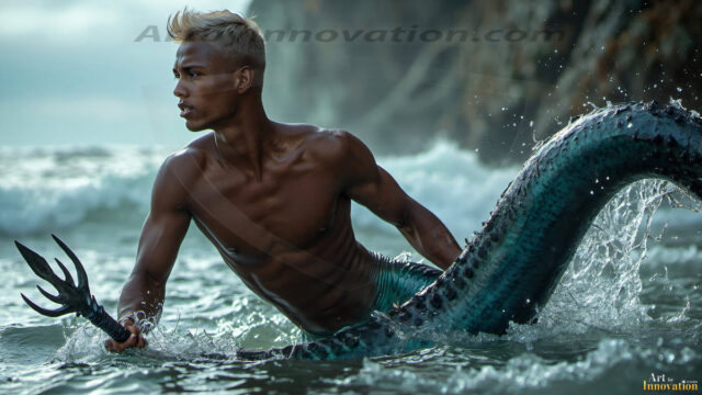 Mermen, The Warriors of the Sea - Male Fantasy Art, brought to life through AI.