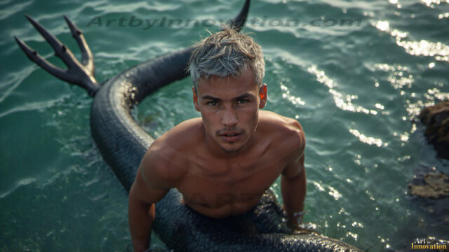 Mermen, The Warriors of the Sea - Male Fantasy Art, brought to life through AI.