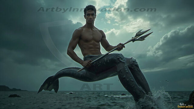 Mermen, The Warriors of the Sea - Male Fantasy Art, brought to life through AI.