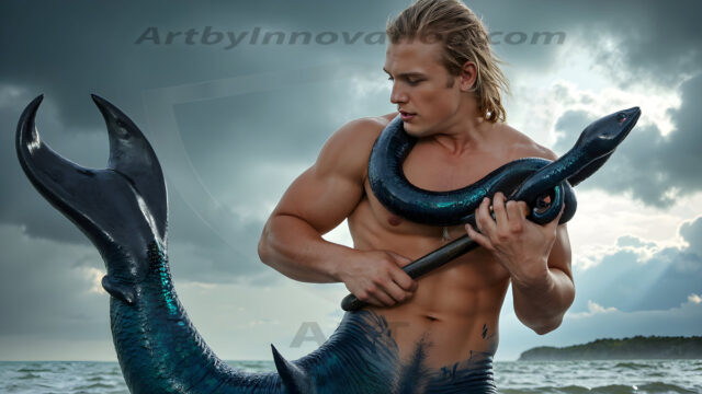 Mermen, The Warriors of the Sea - Male Fantasy Art, brought to life through AI.