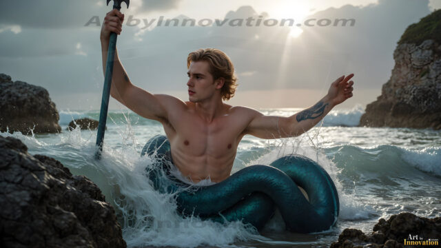 Mermen, The Warriors of the Sea - Male Fantasy Art, brought to life through AI.
