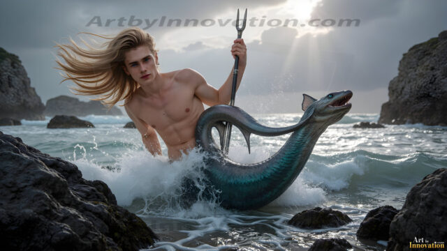 Mermen, The Warriors of the Sea - Male Fantasy Art, brought to life through AI.