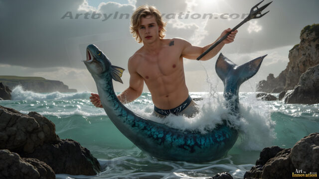 Mermen, The Warriors of the Sea - Male Fantasy Art, brought to life through AI.