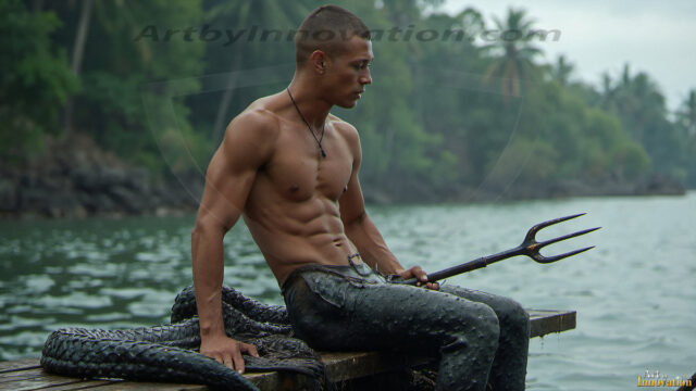 Mermen, The Warriors of the Sea - Male Fantasy Art, brought to life through AI.