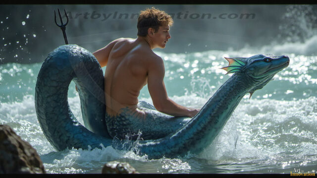 Mermen, The Warriors of the Sea - Male Fantasy Art, brought to life through AI.