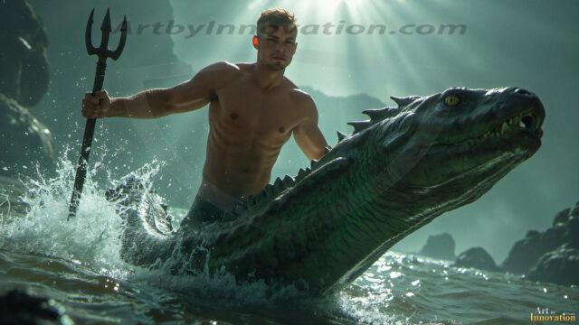 Mermen, The Warriors of the Sea - Male Fantasy Art, brought to life through AI.