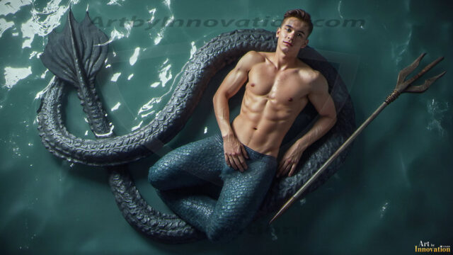 Mermen, The Warriors of the Sea - Male Fantasy Art, brought to life through AI.