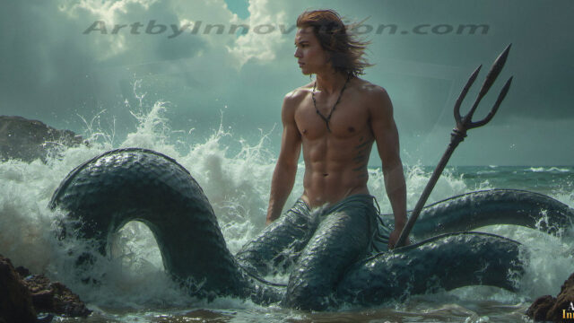 Mermen, The Warriors of the Sea - Male Fantasy Art, brought to life through AI.