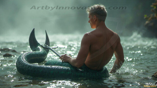 Mermen, The Warriors of the Sea - Male Fantasy Art, brought to life through AI.