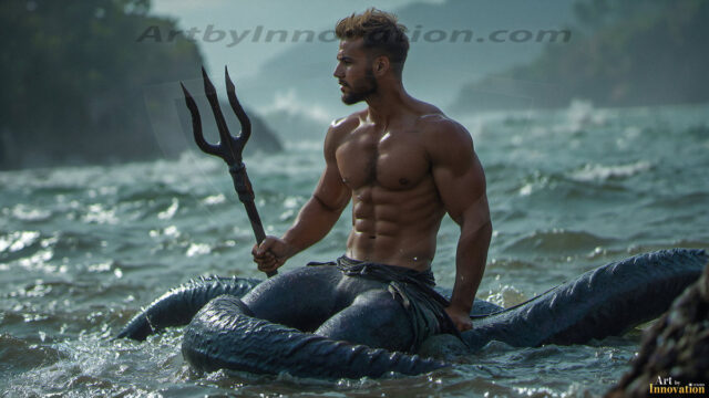 Mermen, The Warriors of the Sea - Male Fantasy Art, brought to life through AI.